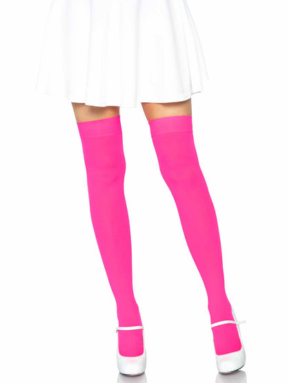 Luna Thigh High Stockings in Neon Pink by Leg Avenue