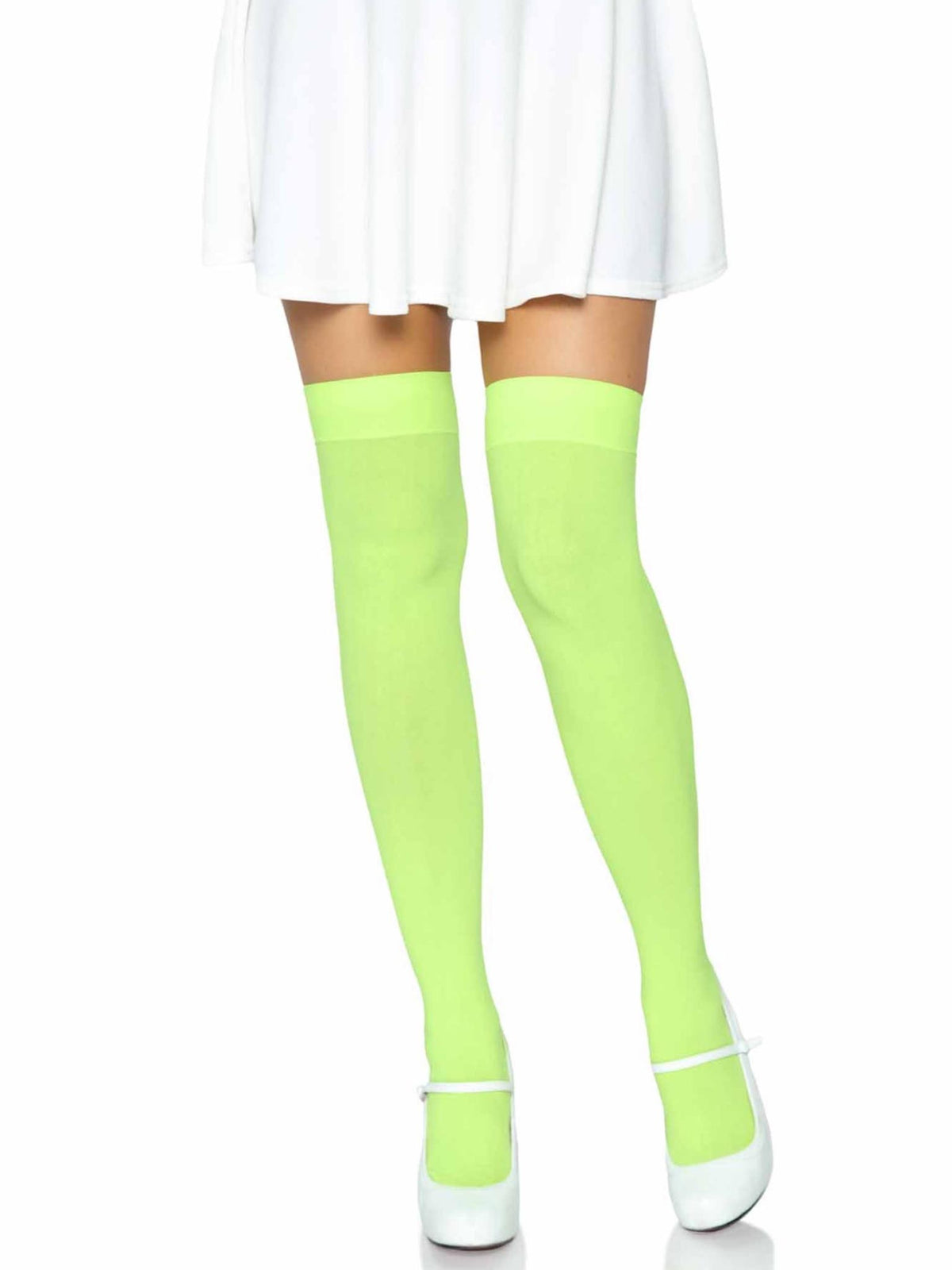 Luna Thigh High Stockings in Neon Green by Leg Avenue