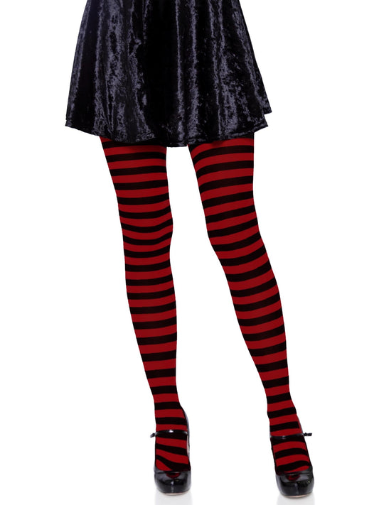 Jada Striped Women's Tights in Black/Red by Leg Avenue