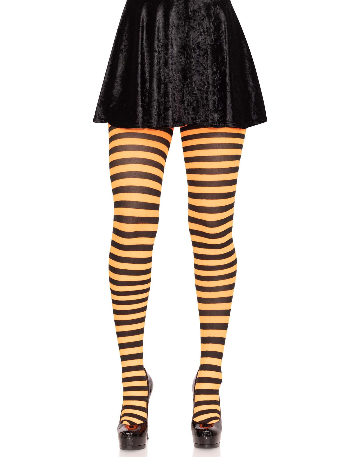 Jada Striped Women's Tights in Black/Orange by Leg Avenue
