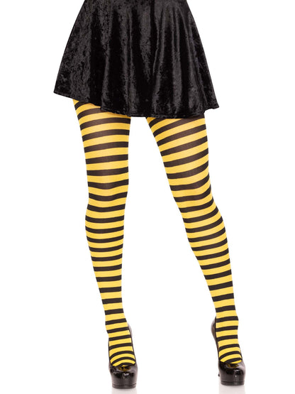 Jada Striped Women's Tights in Black/Yell by Leg Avenue