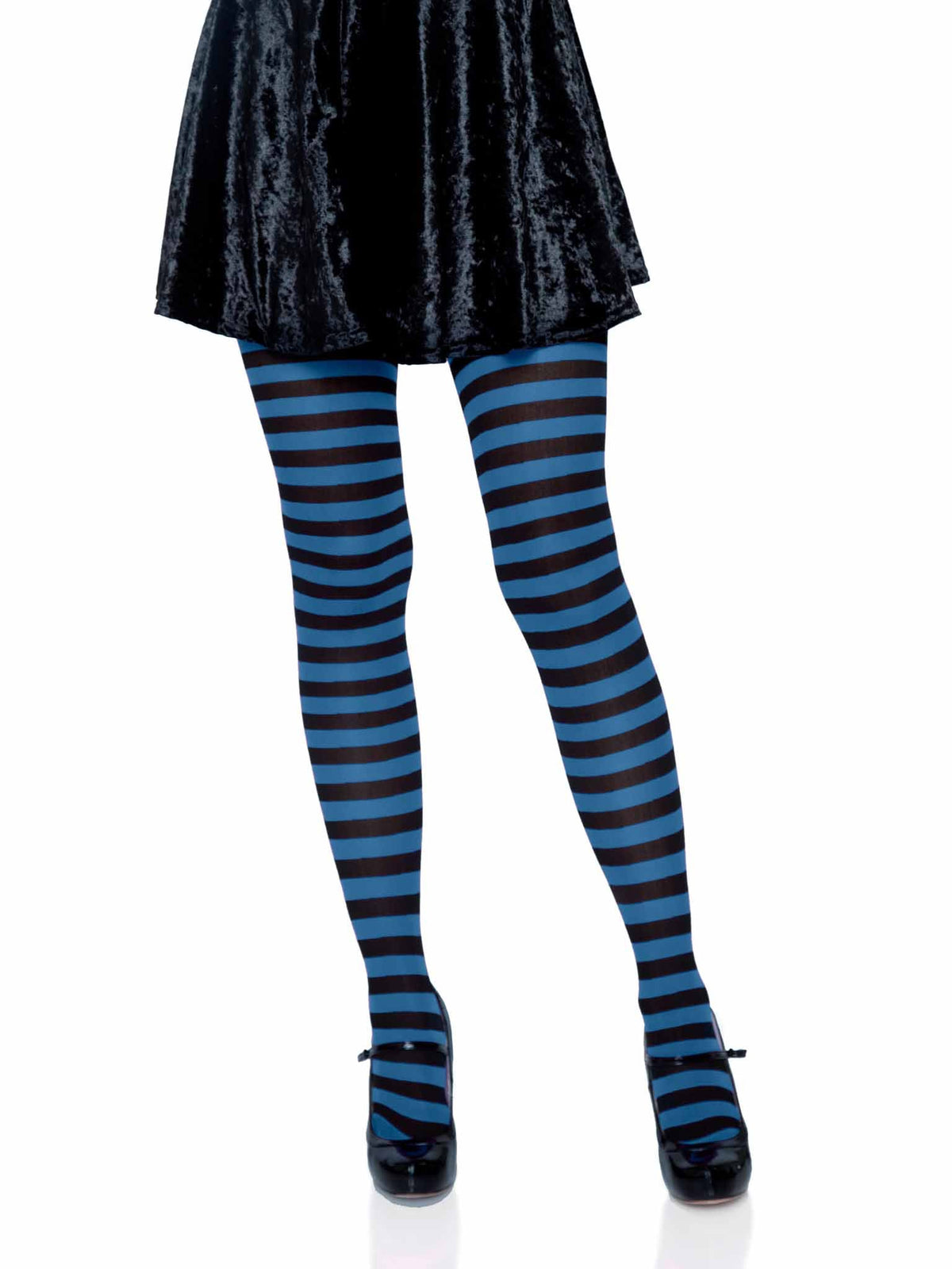 Jada Striped Women's Tights in Black/Royal by Leg Avenue