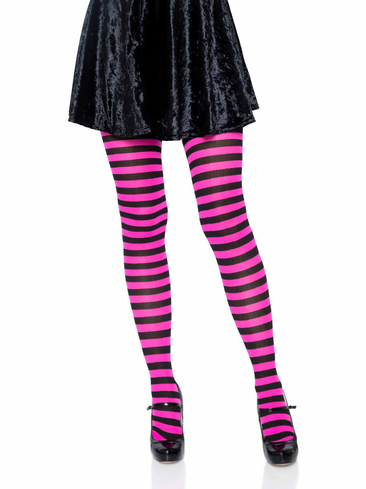 Jada Striped Women's Tights in Black/N.Pink by Leg Avenue