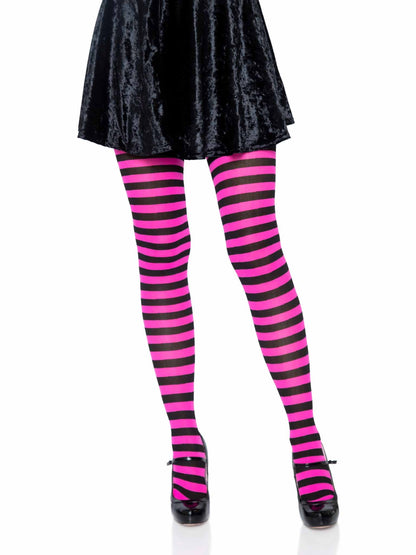 Jada Striped Women's Tights in Black/N.Pink by Leg Avenue