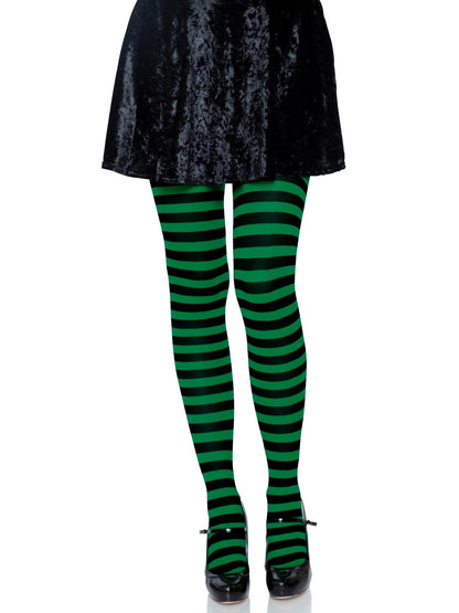 Jada Striped Women's Tights in Black/Kel Gr by Leg Avenue
