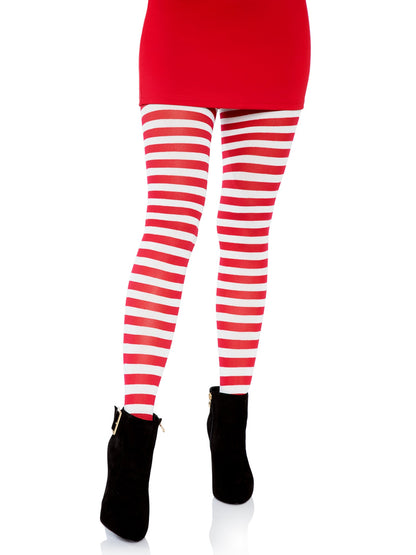 Jada Striped Women's Tights in White/Red by Leg Avenue