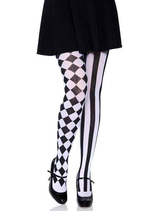 Aura Harlequin Women's Tights in Black/White by Leg Avenue
