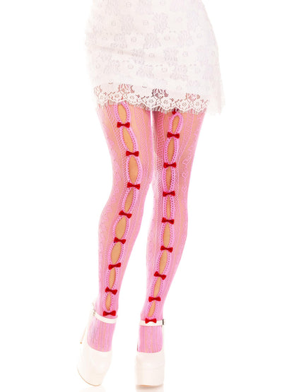 Pink Sweetheart Striped Net Tights by Leg Avenue