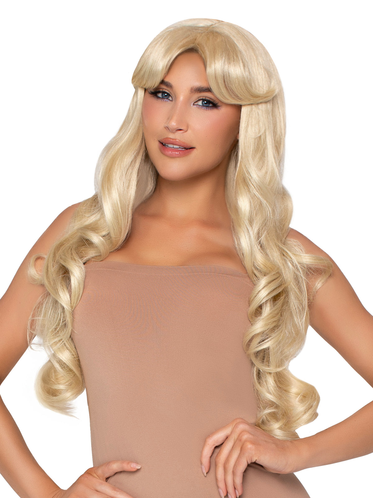 27" Curtain Bang Wavy Wig in Blonde by Leg Avenue