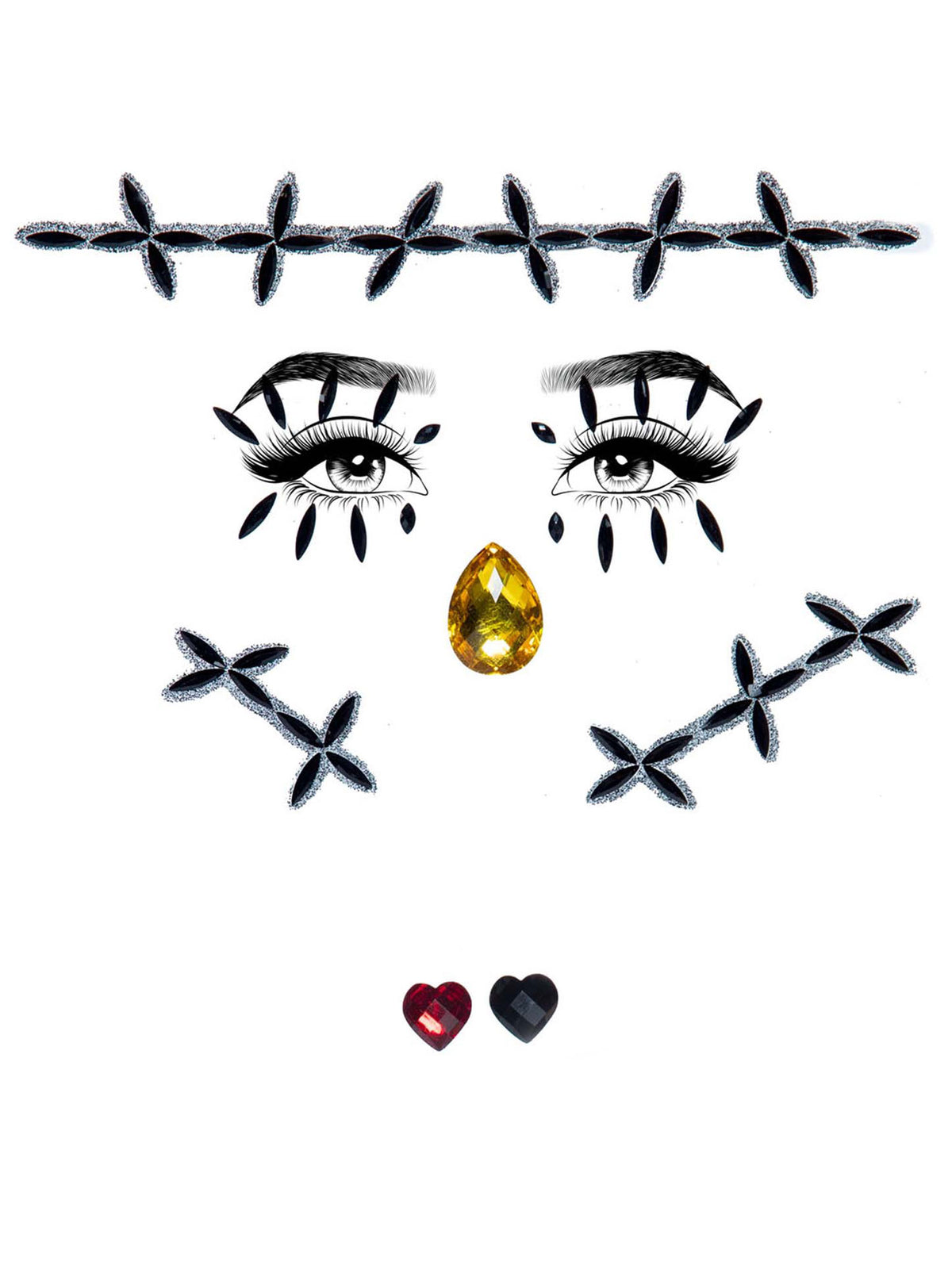 Scarecrow Stitch Rhinestone Stick-On Jewels in Black by Leg Avenue