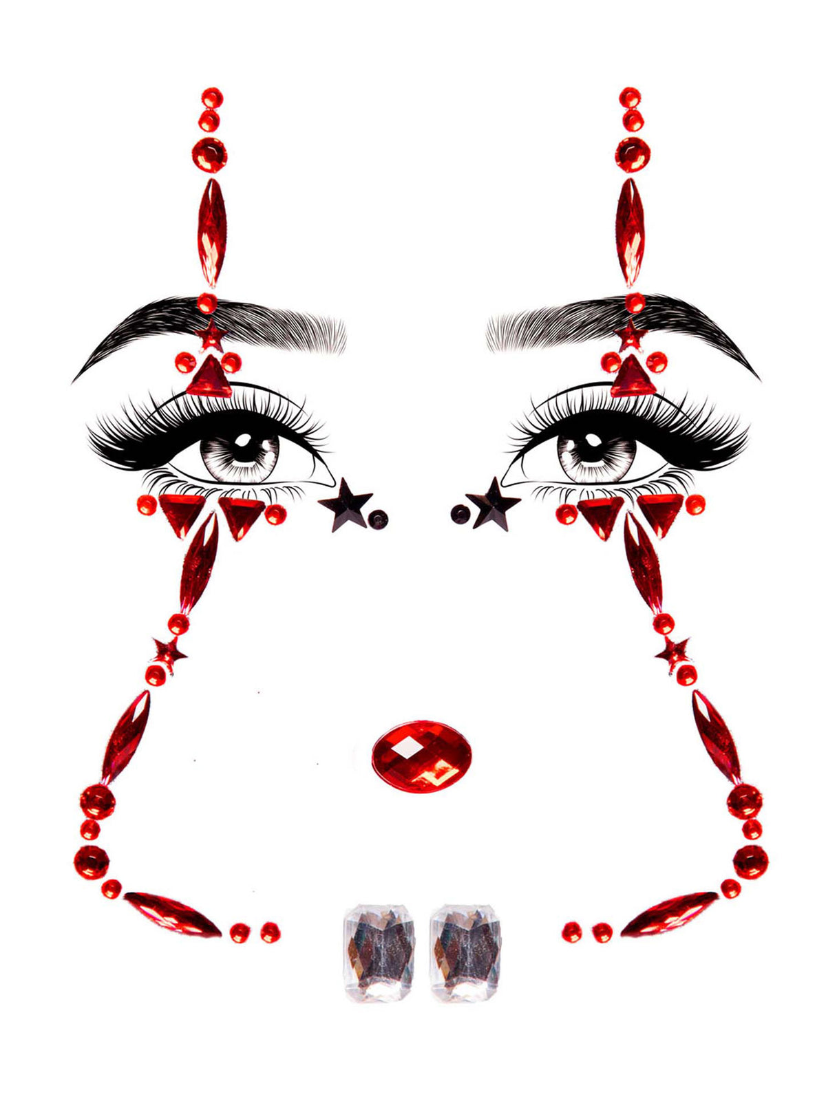 Clown Rhinestone Stick-On Jewels in Red by Leg Avenue