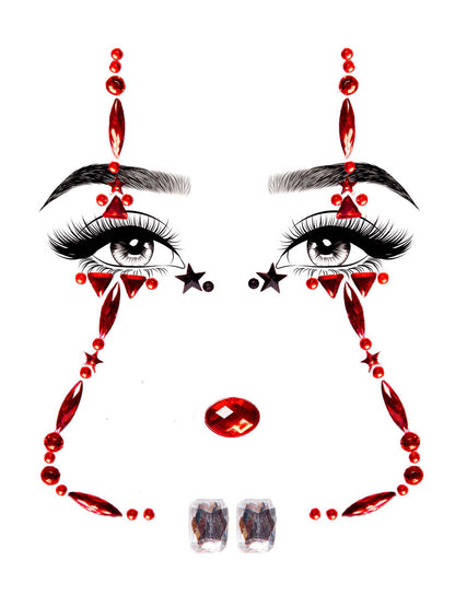 Clown Rhinestone Stick-On Jewels in Red by Leg Avenue
