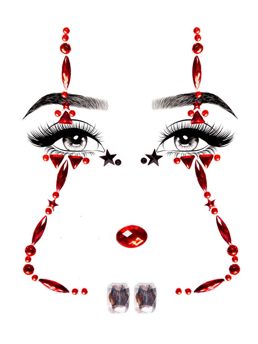 Clown Rhinestone Stick-On Jewels in Red by Leg Avenue