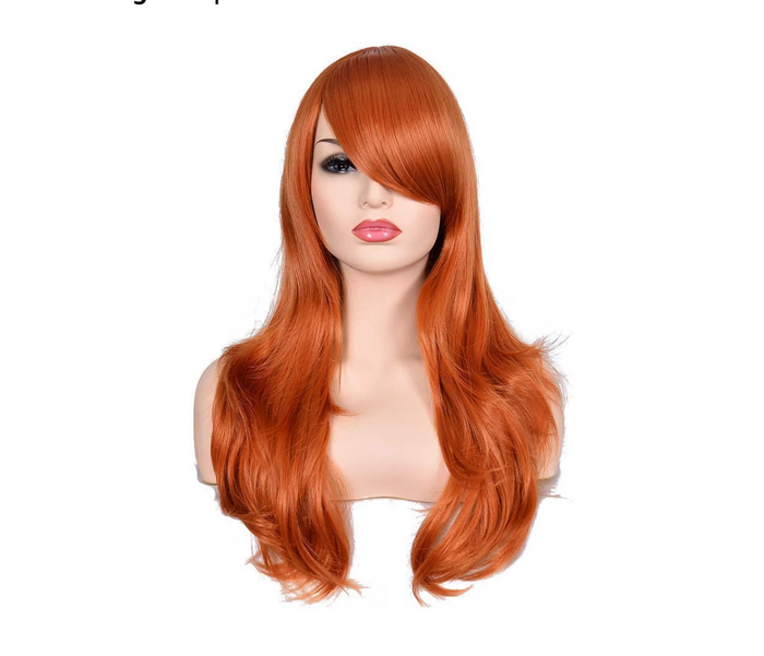 ORANGE SIDE BANG WIG W/ LAYERS