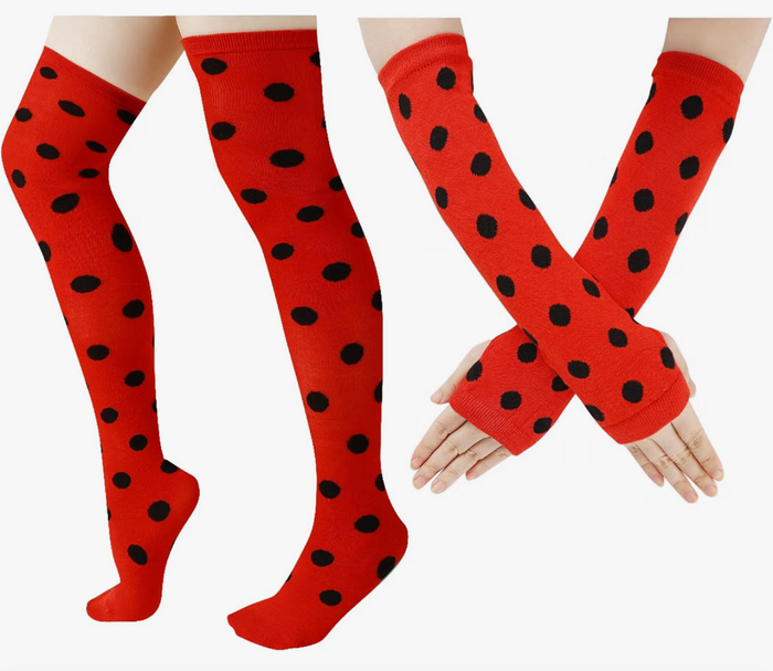 Y2k Fingerless Lady Bug Gloves