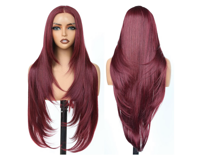 Layered red wig